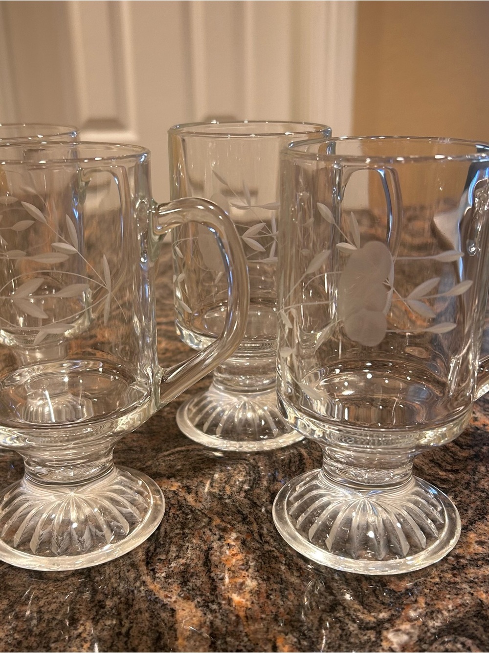 Princess House Etched Crystal Pedestal Mugs Set of 4